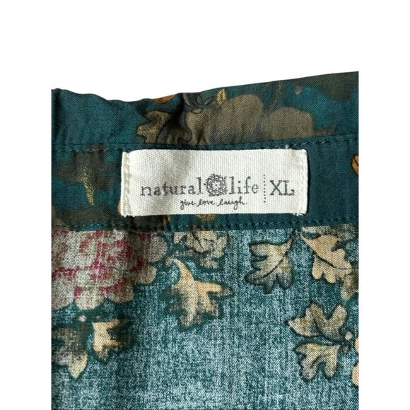 Natural Life Rebecca Midi Dress size XL Green  Teal Orange Clusters - Picture 7 of 12